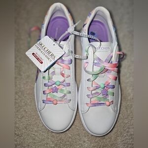 Skechers White and Pink Sneakers with Colorful Laces